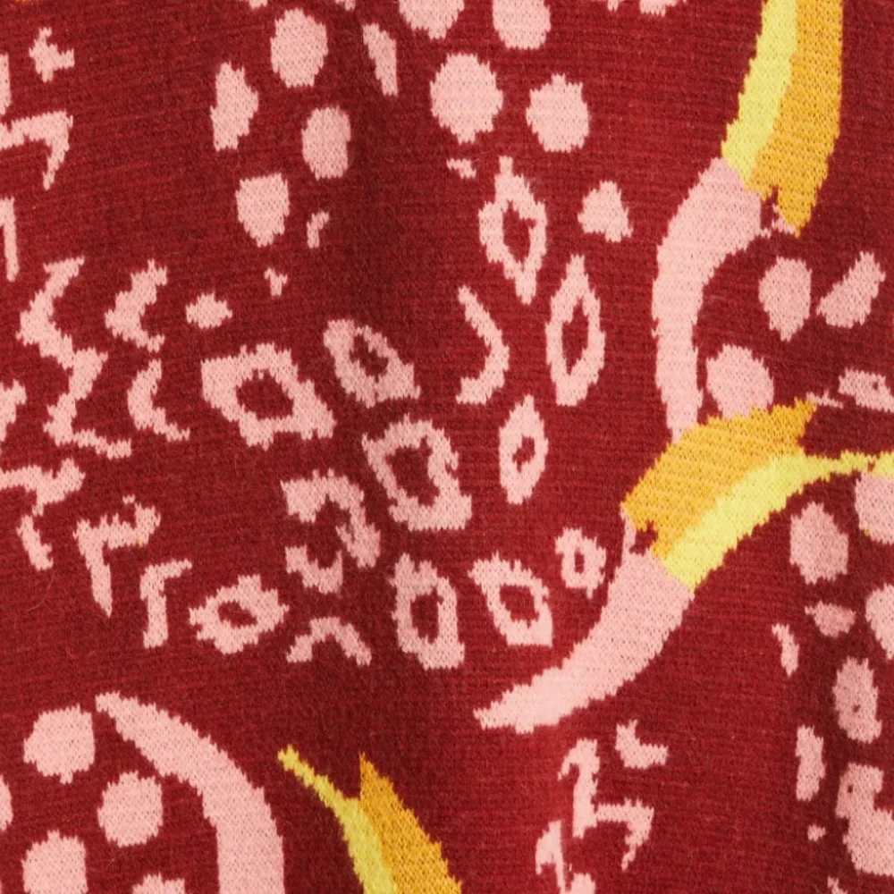 NWT $210 FARM RIO Toucanissimo Cardigan in Burgundy!